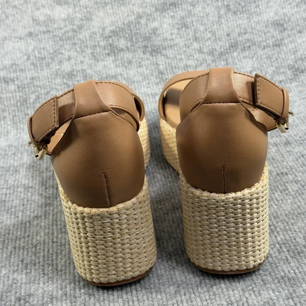 Dolce Vita Size-6.5 Women's Alumina Espadrille Sandals Wedge Brown